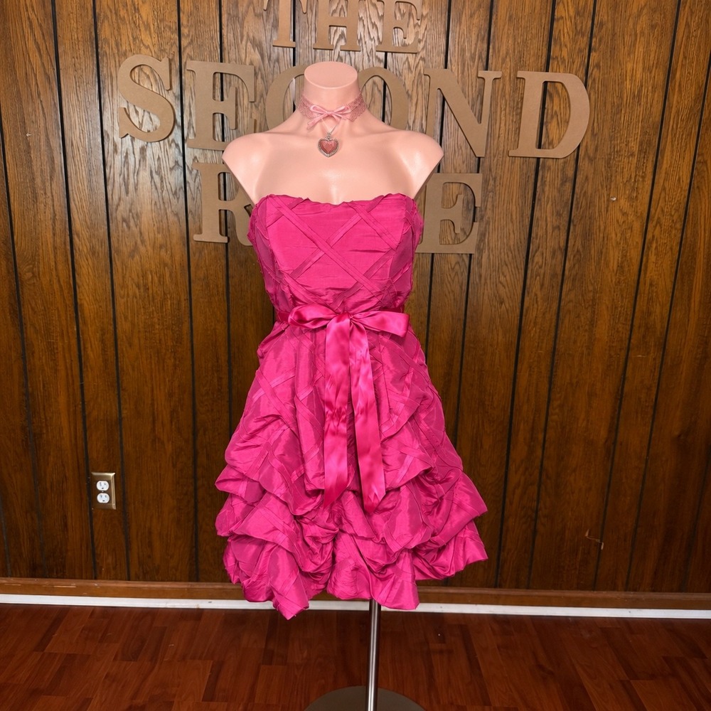 Y2K Glam Pink Strapless Bubble Dress My Michelle Womens 5 Coquette Homecoming